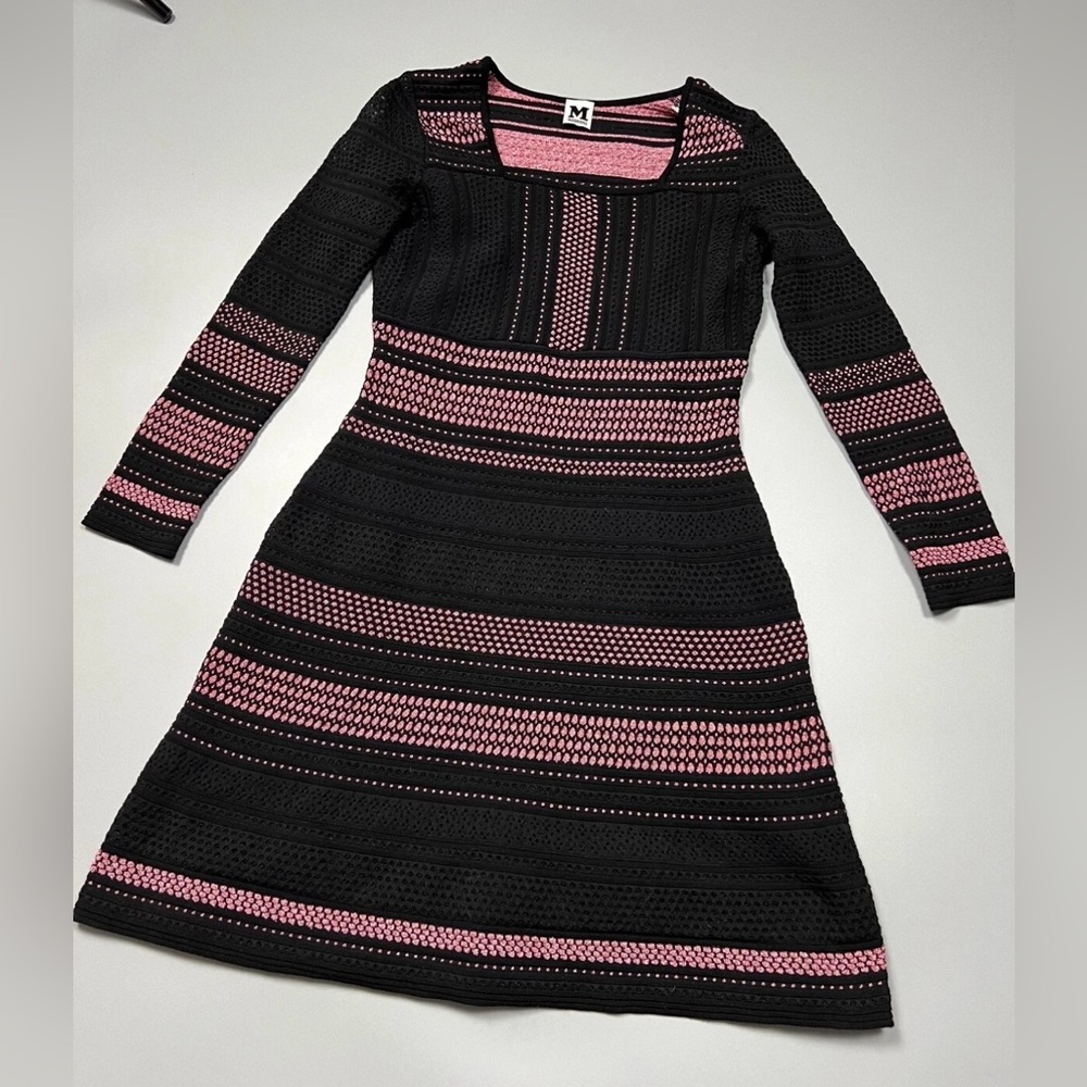 👗👗Valentino by Missoni Elegant Black and Pink Striped Dress Size 40 (US M, 8) - Picture 3 of 16